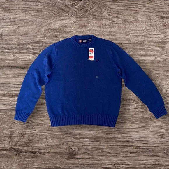 NEW Chaps Men's Classic Fit Crew Neck 100% Cotton Sweater Royal Size: Large - Picture 6 of 8